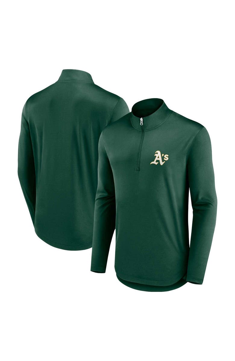 FANATICS Men's Fanatics Branded Green Oakland Athletics Quarterback Quarter-Zip Top, Main, color, Green
