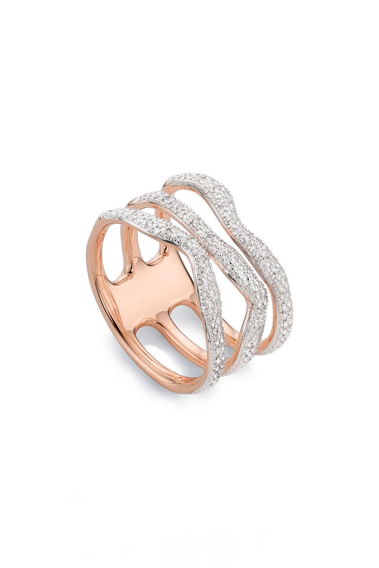 Riva Three Band Diamond Ring, Alternate, color, ROSE GOLD
