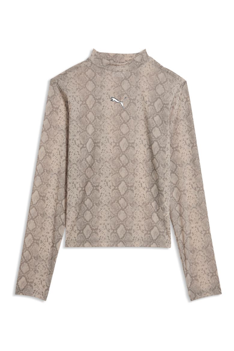 AOP Snake Print Mesh Long Sleeve T-Shirt, Alternate, color, MOUSE GRAY