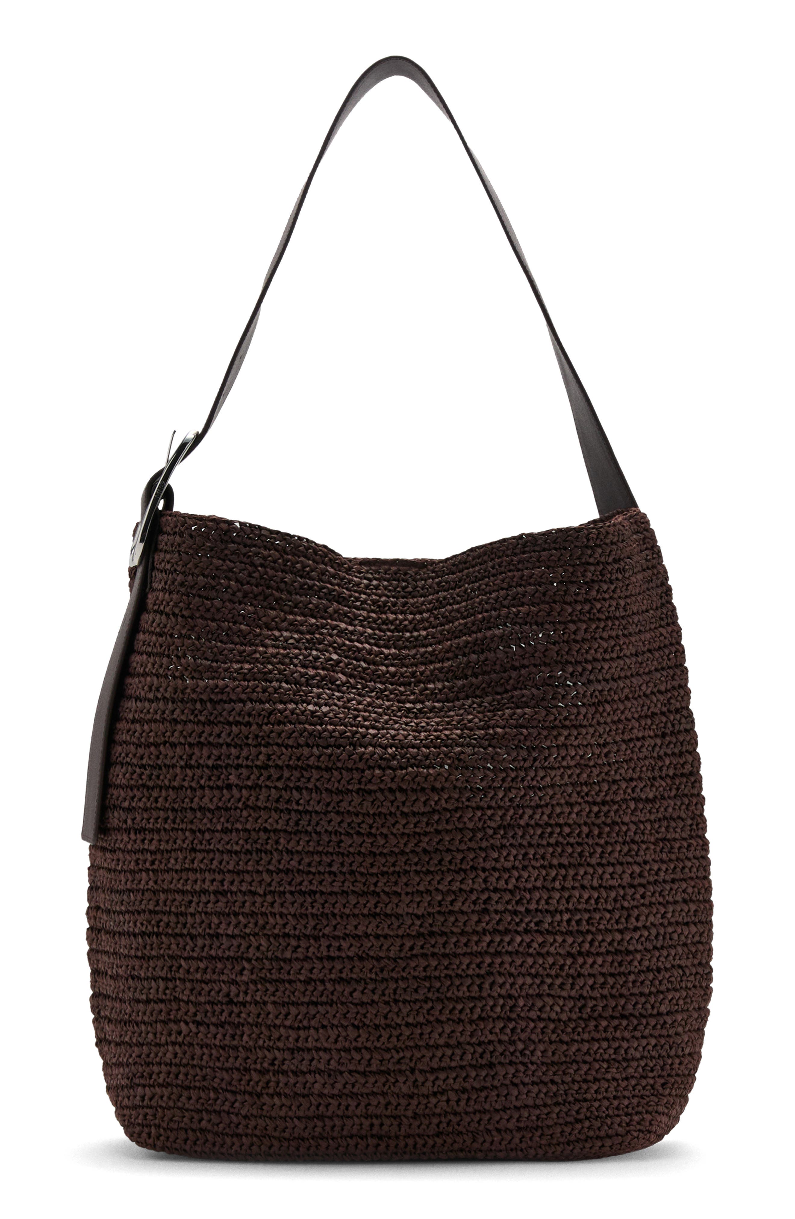 Natural Fiber Shopper Bag, Main, color, CHOCOLATE
