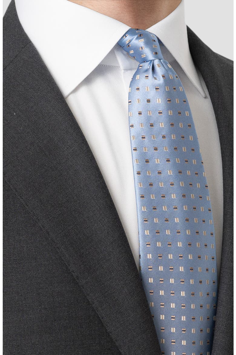Neat Geometric Pattern Silk Tie, Alternate, color, LIGHT BLUE