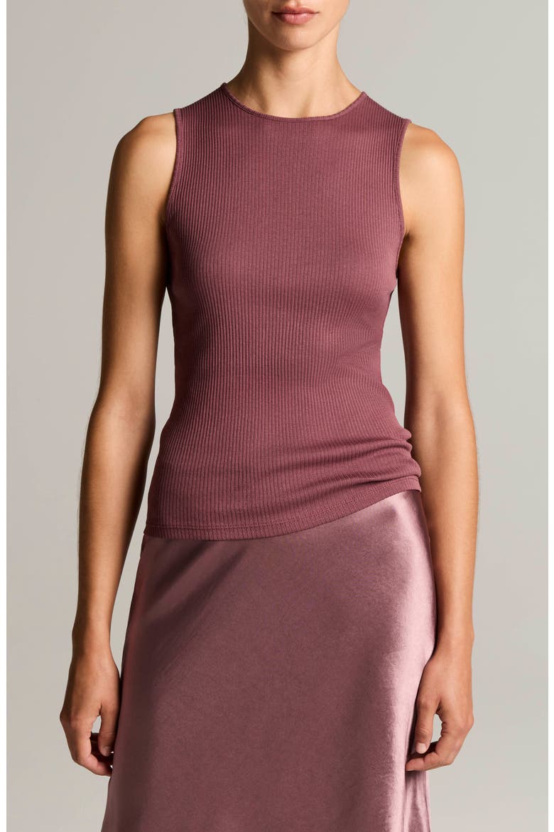 Sleeveless Cotton Rib Shell, Main, color, DEEP MAUVE