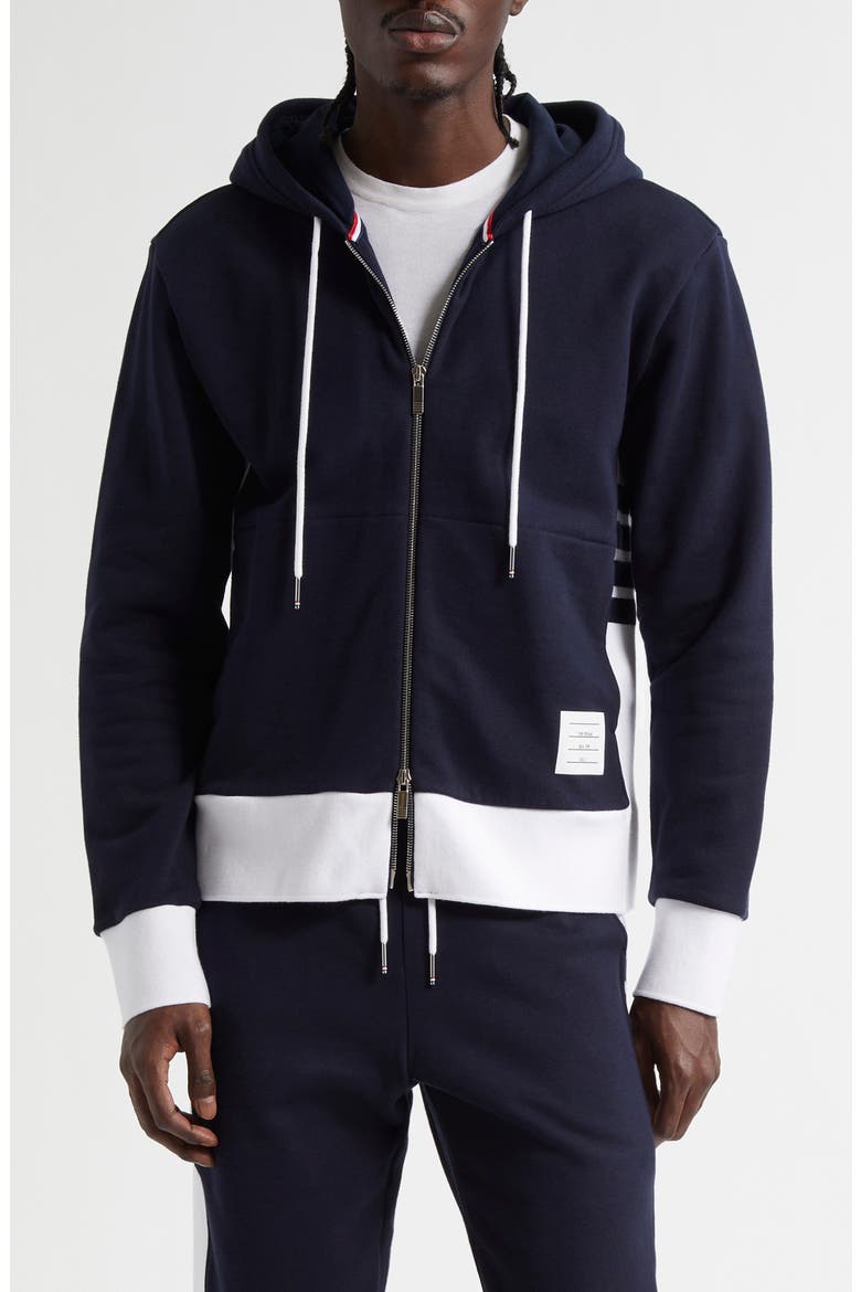 Engineered 4-Bar Cotton French Terry Zip-Up Hoodie, Main, color, 415 NAVY