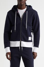 Thom Browne Engineered 4-Bar Cotton French Terry Zip-Up Hoodie