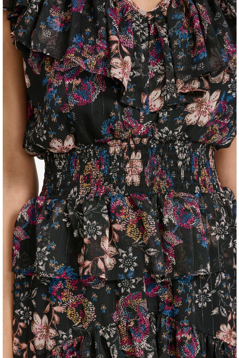 Ruffle High Low Dress, Alternate, color, BLACK MULTI