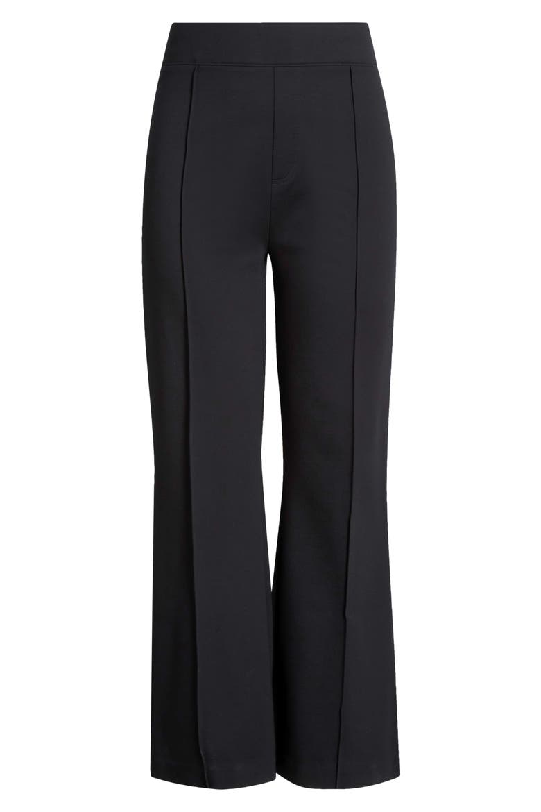 High Waist Flare Leg Stretch Ponte Pants, Main, color, CLASSIC BLACK