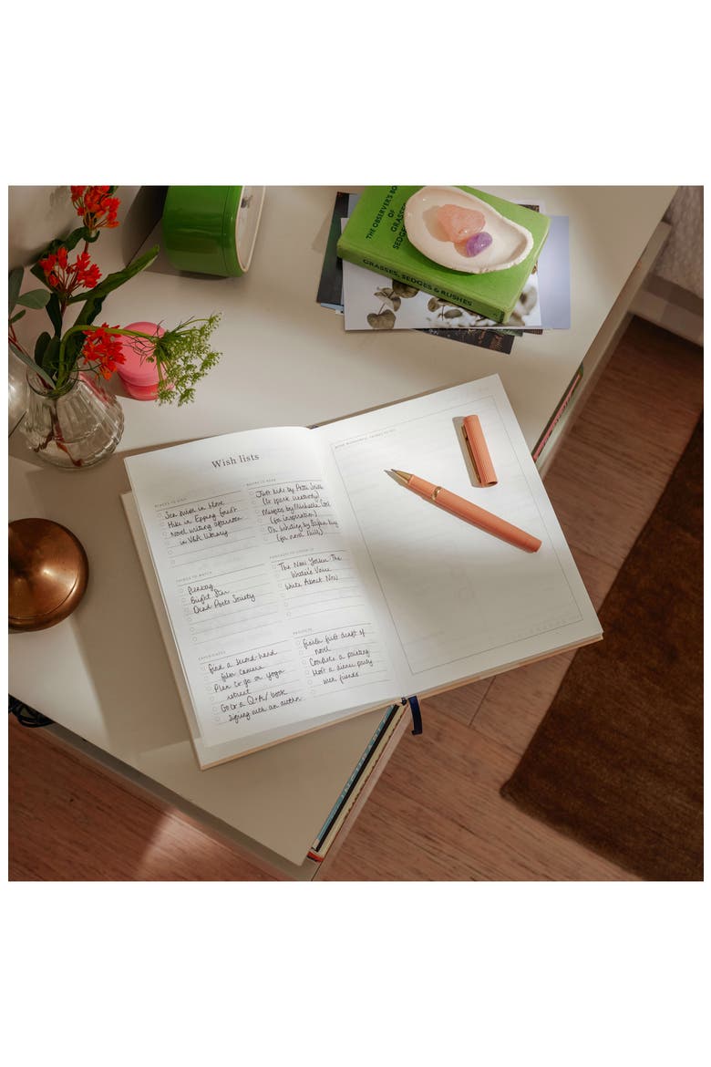 Happy Stripes Wellness Journal, Alternate, color, LIGHT/ PASTEL ORANGE
