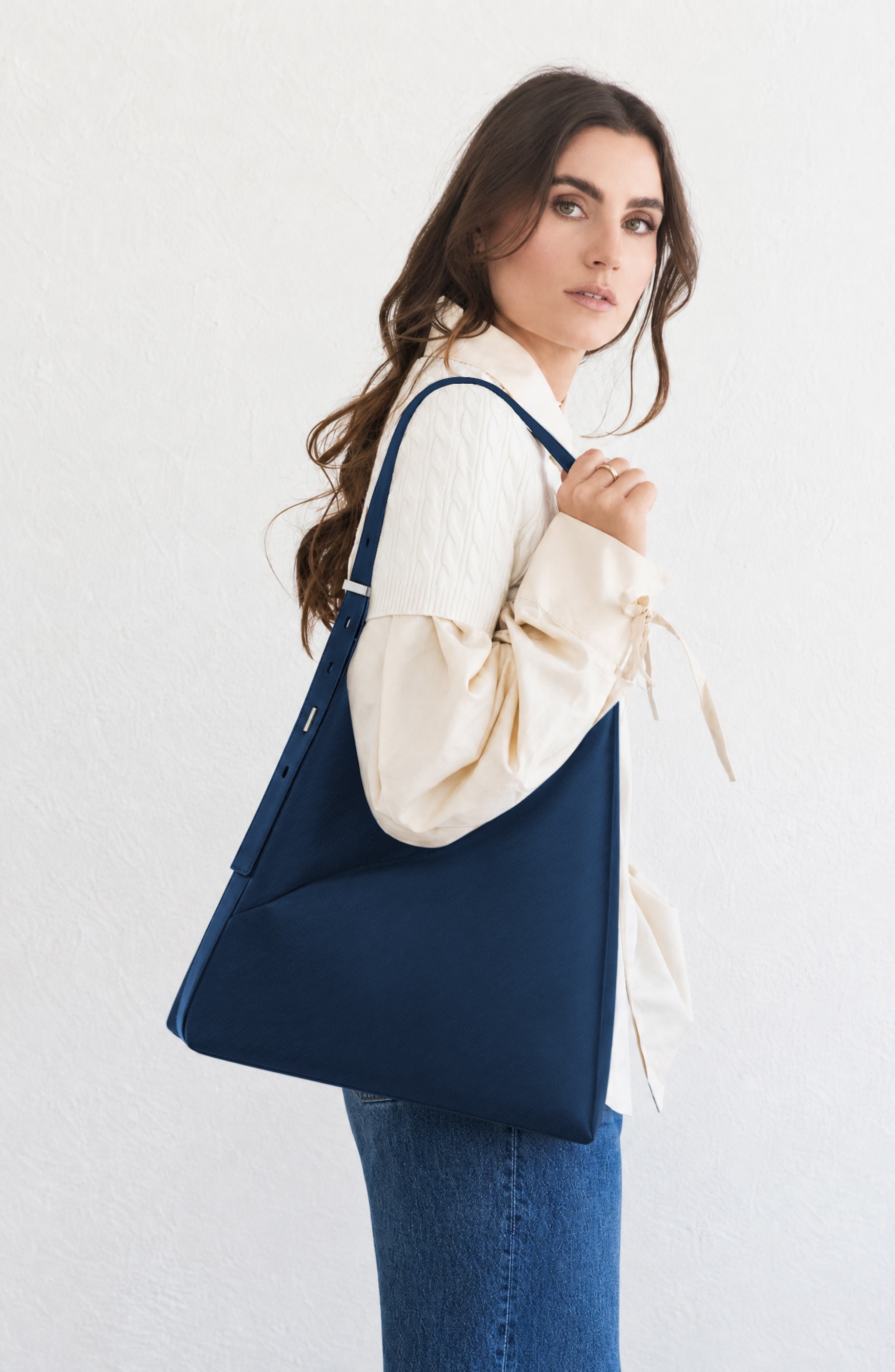 Origami Hobo Bag with Detachable 15-inch Laptop Sleeve For Women, Alternate, color, Navy