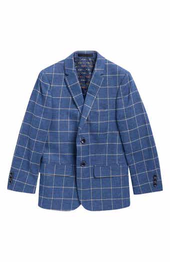 Kids' Windowpane Linen & Cotton Blazer