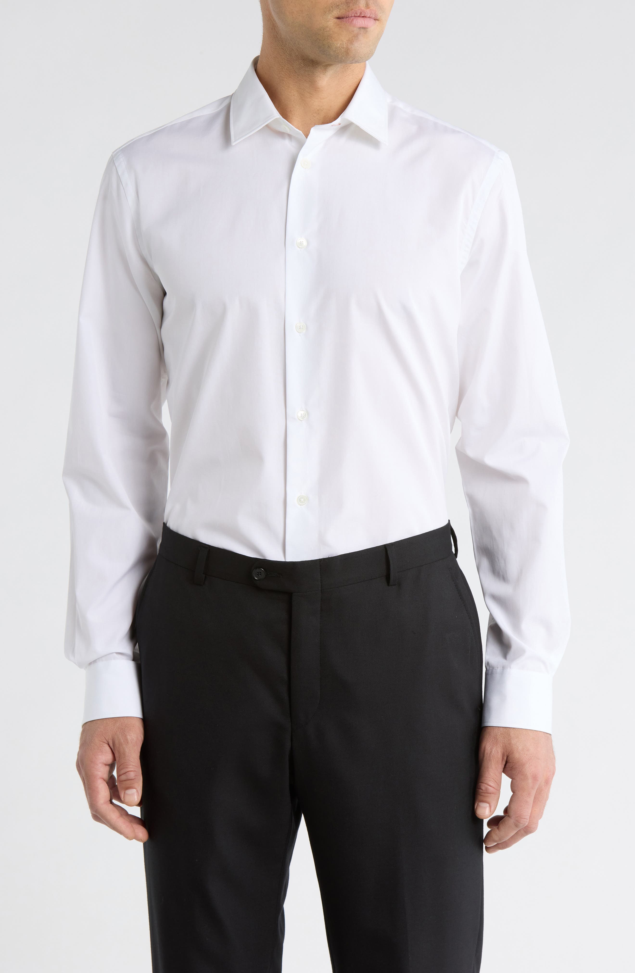 Tailored Fit Solid Cotton Dress Shirt