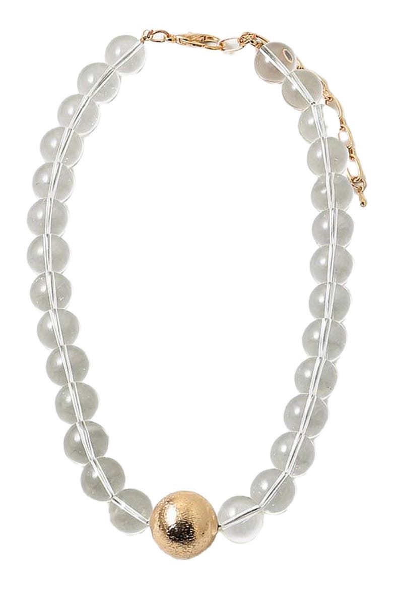 Clear Lucite and Gold Ball Necklace, Main, color, Clear
