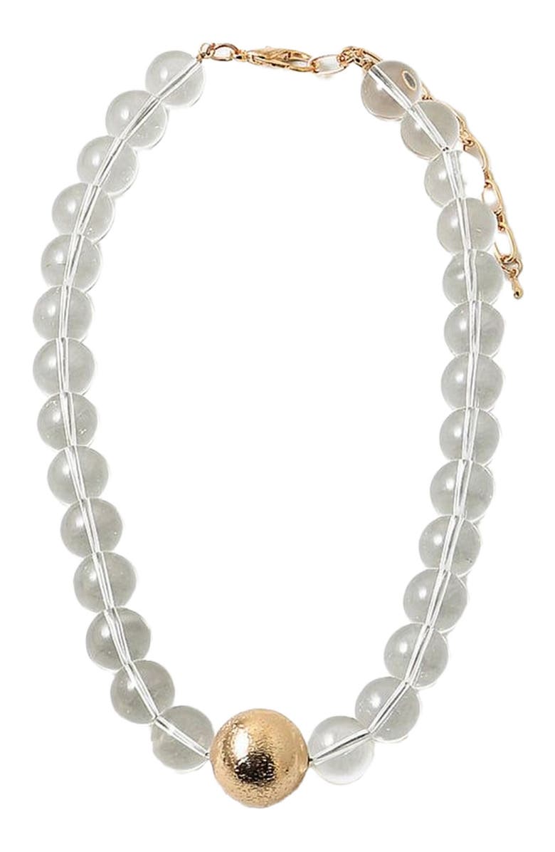 Erin McDermott Jewelry Clear Lucite and Gold Ball Necklace, Main, color, 