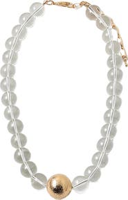 Erin McDermott Jewelry Clear Lucite and Gold Ball Necklace