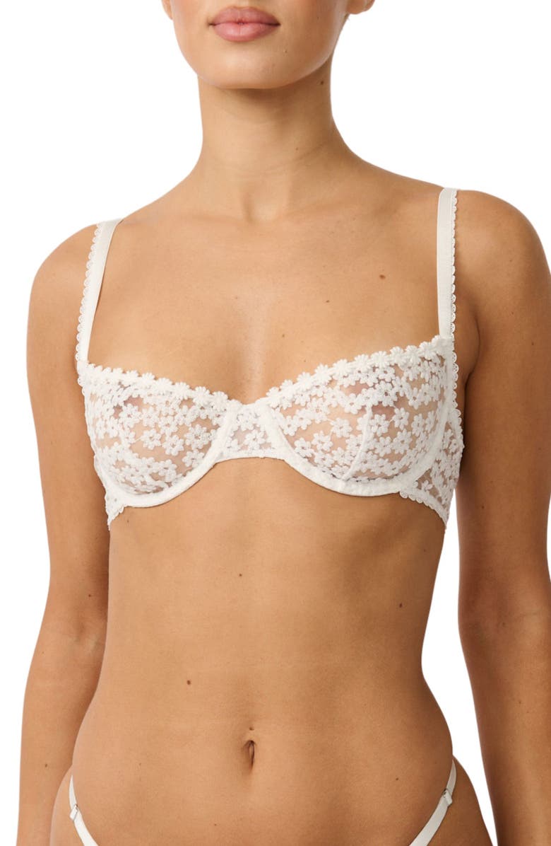 Kat The Label Daisy Embroidered Underwire Bra, Main, color, White