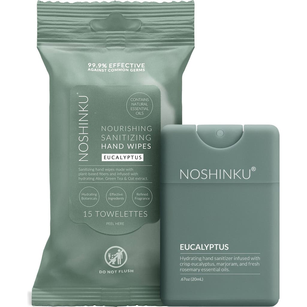 Noshinku Eucalyptus Sanitizing Hand Wipes & Spray Set In Green