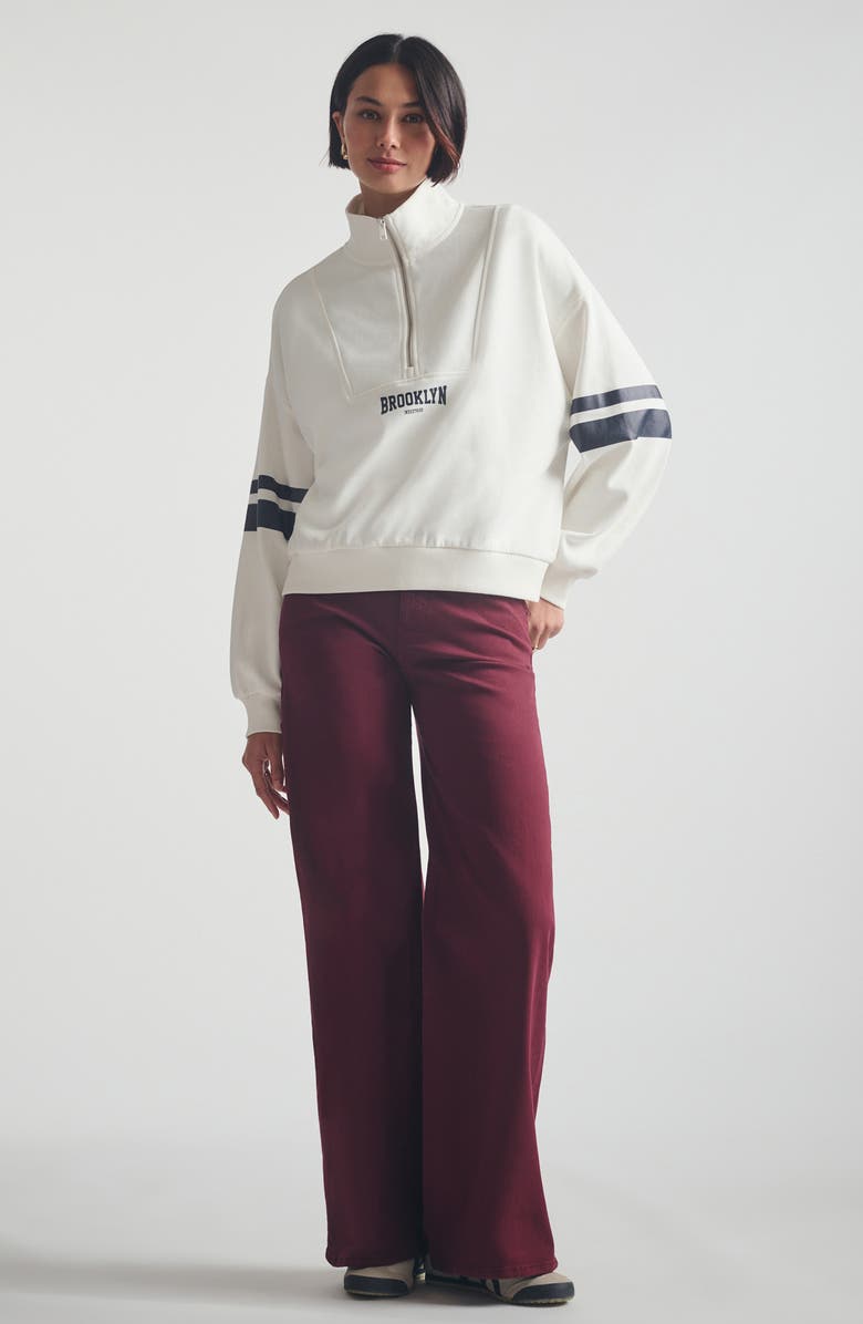 Brooklyn Industries Oversize Half Zip Cotton Sweatshirt, Alternate, color, Antique White