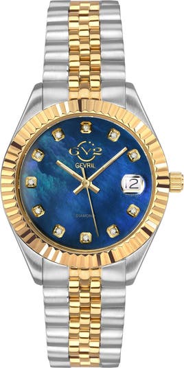 Naples Two-Tone Diamond Quartz Bracelet Watch, 34mm