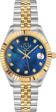GV2 Naples Two-Tone Diamond Quartz Bracelet Watch, 34mm