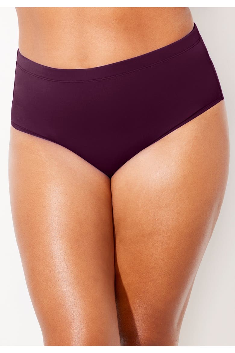 Chlorine Resistant Full Coverage Swim Brief, Alternate, color, Black Cherry