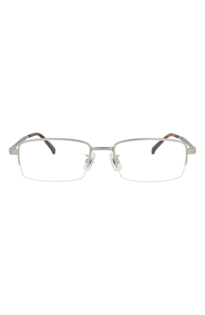 Dunhill 53mm Half Rim Rectangular Optical Glasses, Main, color, Silver Transparent