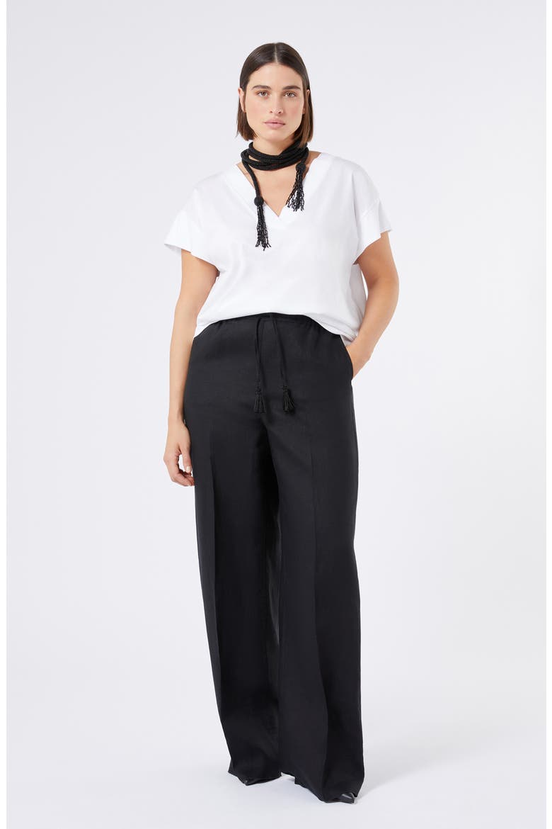 Ciurma Linen Drawstring Pants, Alternate, color, BLACK