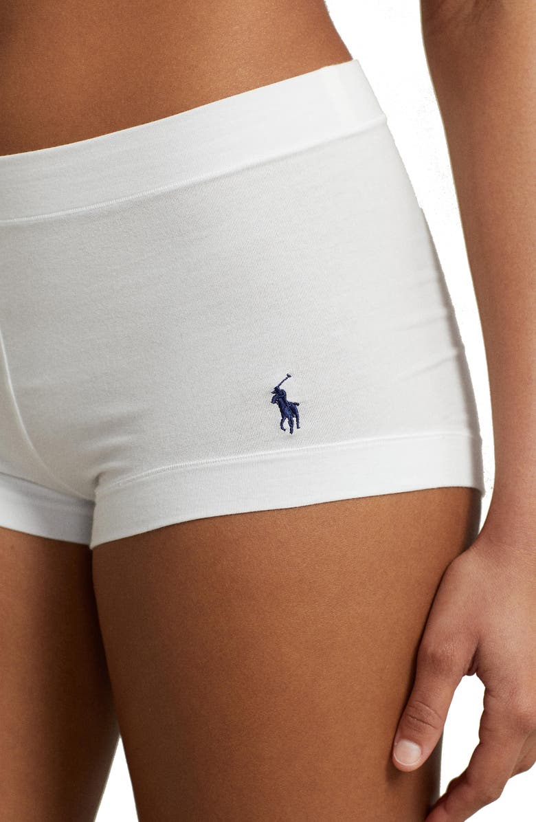 Polo Ralph Lauren Stretch Cotton Boyshorts, Alternate, color, White Cloud