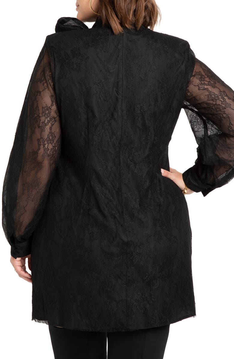 ELOQUII Strong Shoulder Long Sleeve Lace Dress, Alternate, color, 