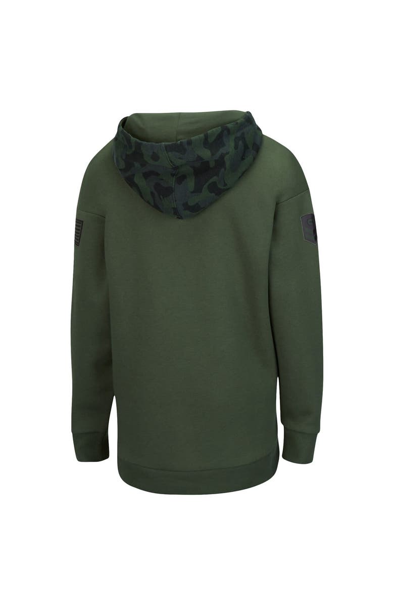 COLOSSEUM Women's Colosseum Olive/Camo LSU Tigers OHT Military Appreciation Extraction Chevron Pullover Hoodie, Alternate, color, 