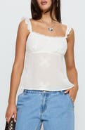 Princess Polly Madaleine Floral Embroidered Ruffle Strap Top