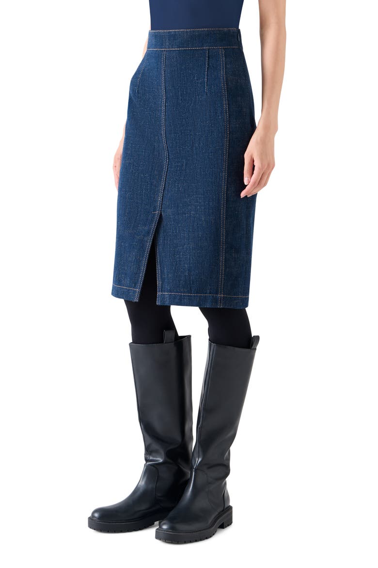 High Waist Denim Pencil Skirt, Alternate, color, BLUE DENIM