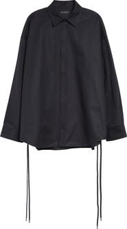 Balenciaga Lace-Up Detail Oversize Cotton Gabardine Button-Up Shirt