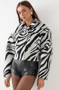 MissPap Zebra Cropped Collared Jacket