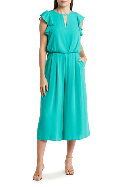 Moss Ruffle Sleeve Crepe Jumpsuit