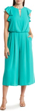 Eliza J Moss Ruffle Sleeve Crepe Jumpsuit