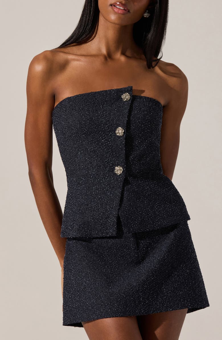 ASTR the Label Moina Metallic Strapless Top, Main, color, Denim Blue