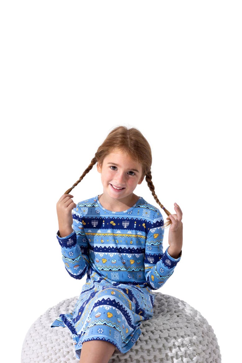 Kids' Hanukkah Fair Isle Long Sleeve Dress, Alternate, color, Hanukkah Fair Isle