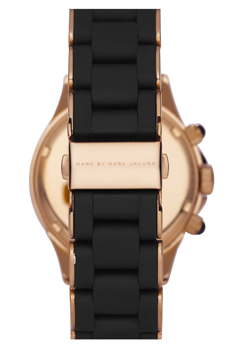 'Rock' Chronograph Silicone Bracelet Watch, Alternate, color, ROSE GOLD/ BLACK