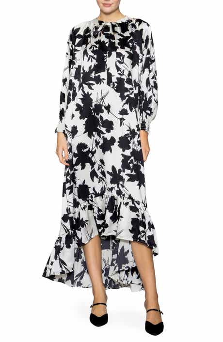 MELLODAY Tie Neck Long Sleeve High-Low Dress