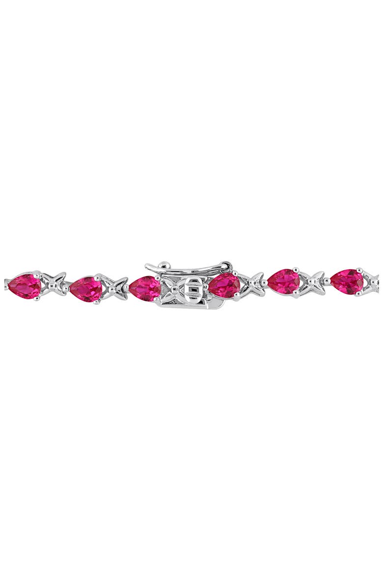 Sterling Silver Lab Created Ruby Tennis Bracelet, Alternate, color, RED