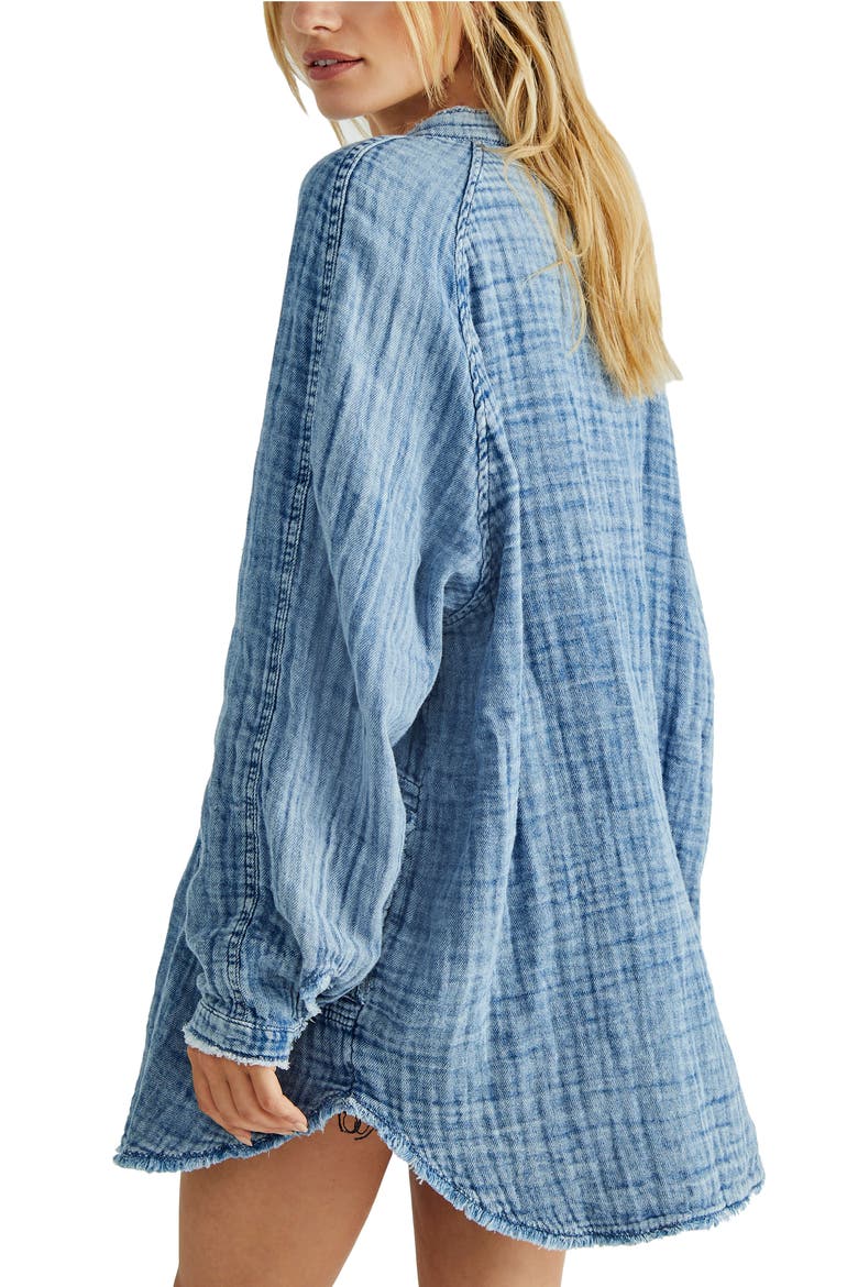 We the Free Daydream Indigo Denim Button-Up Shirt, Alternate, color, LIGHT INDIGO