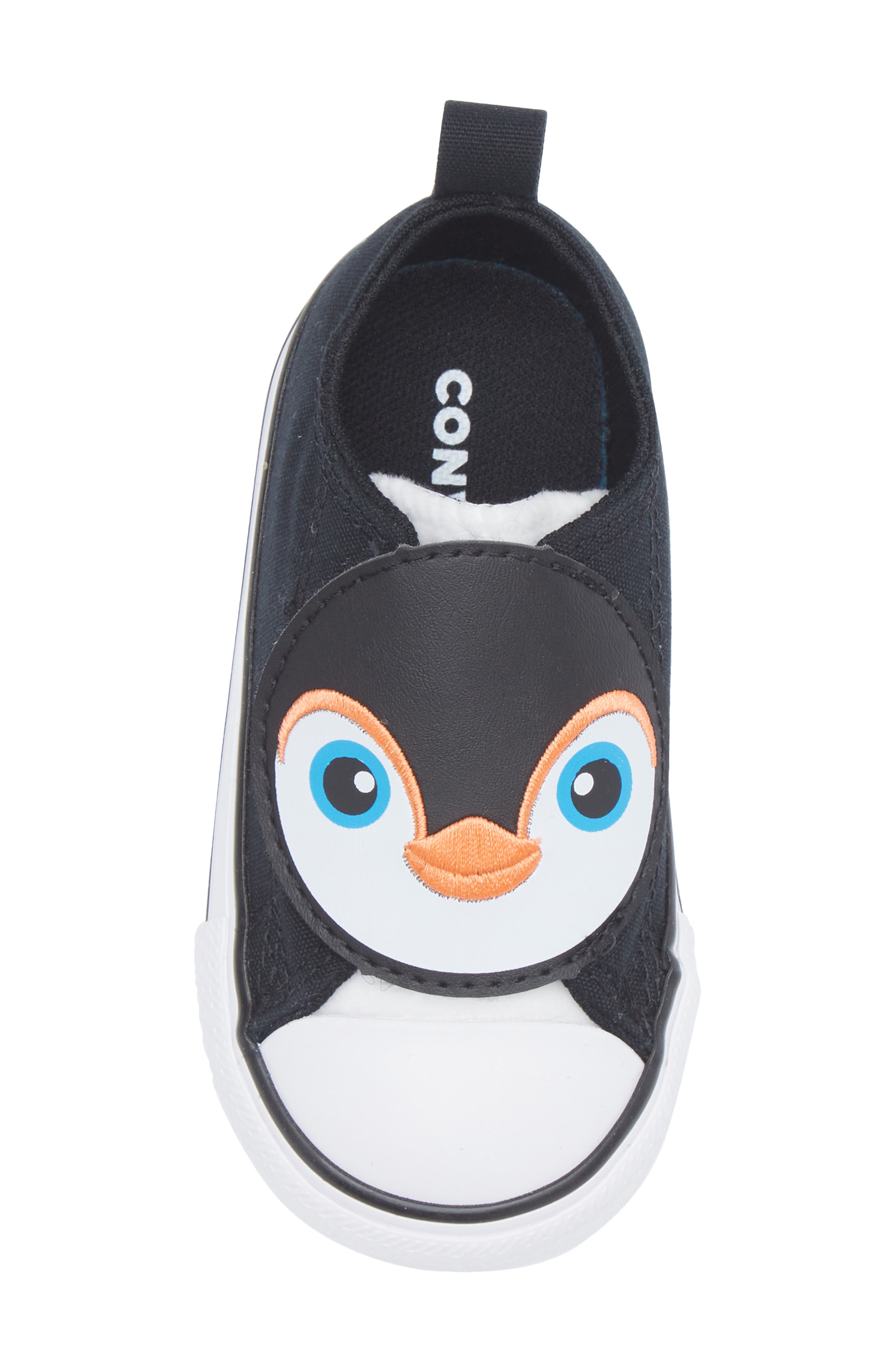 Converse Kids' Chuck Taylor<sup>®</sup> All Star<sup>®</sup> Penguin One Strap Sneaker, Alternate, color, Black/ White/ Black