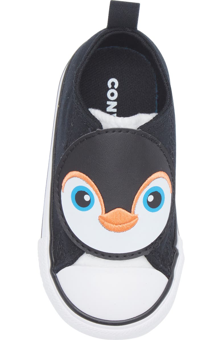 Converse Kids' Chuck Taylor<sup>®</sup> All Star<sup>®</sup> Penguin One Strap Sneaker, Alternate, color, Black/ White/ Black