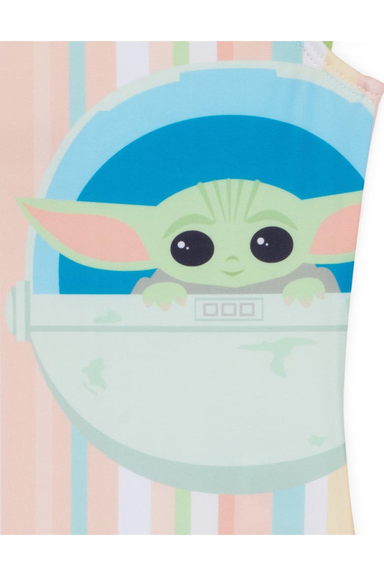The Mandalorian Grogu One Piece Bathing Suit, Alternate, color, Grogu Pastel Stripe