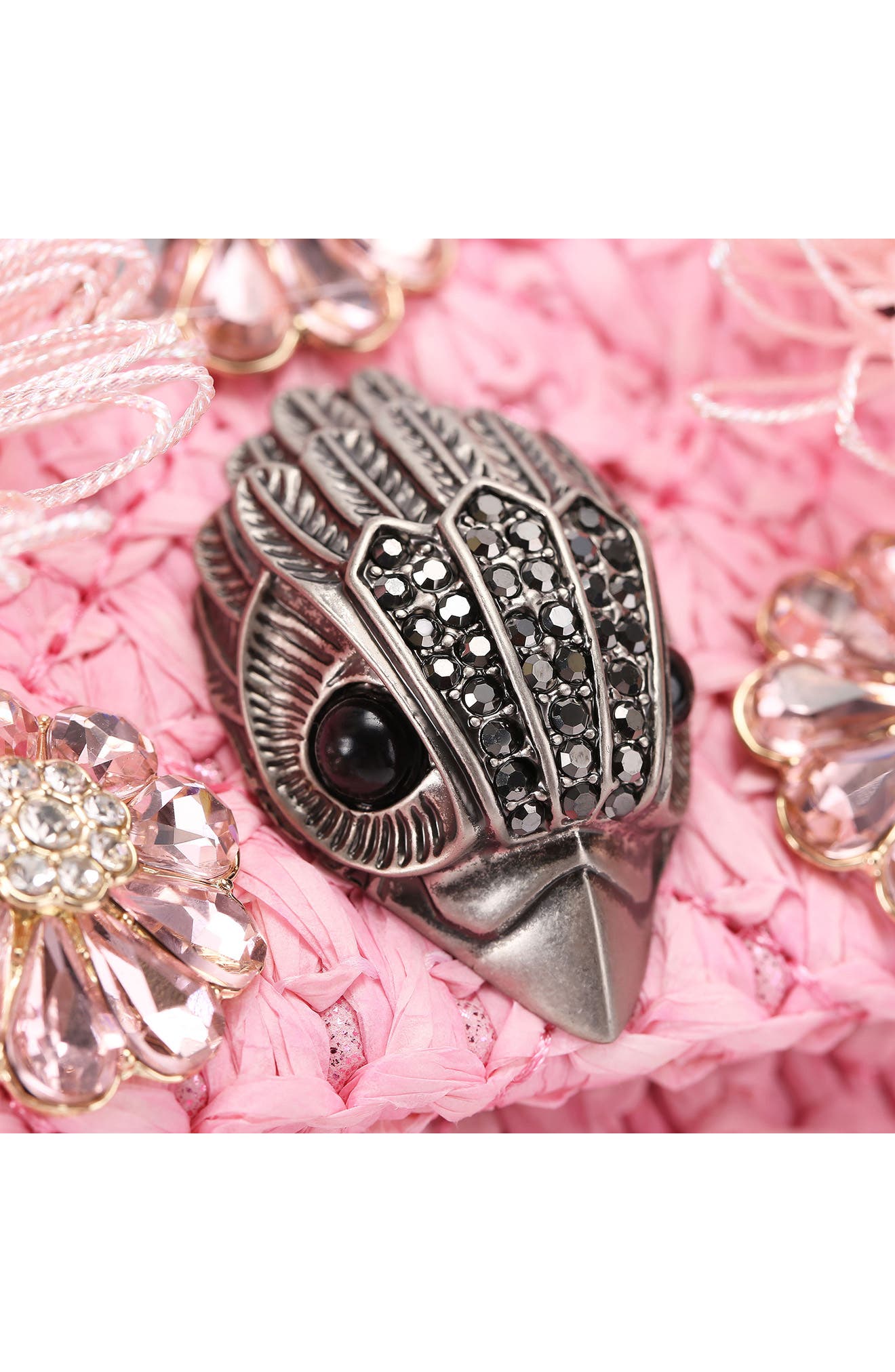 Kurt Geiger London Mini Kensington Raffia Convertible Shoulder Bag, Alternate, color, Pink