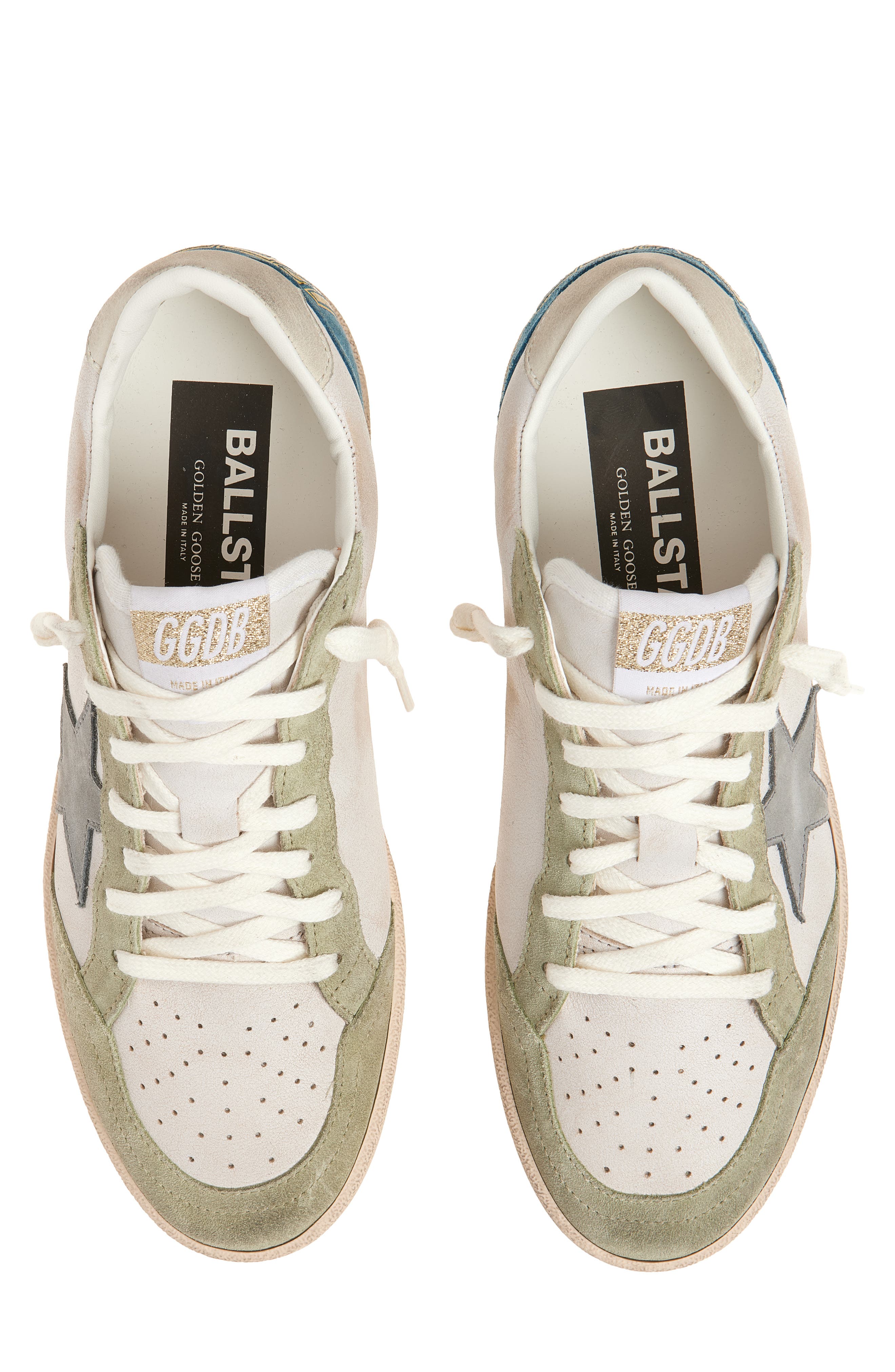 Golden Goose Ball Star Low Top Sneaker, Alternate, color, White/ Sage Green/ Blue