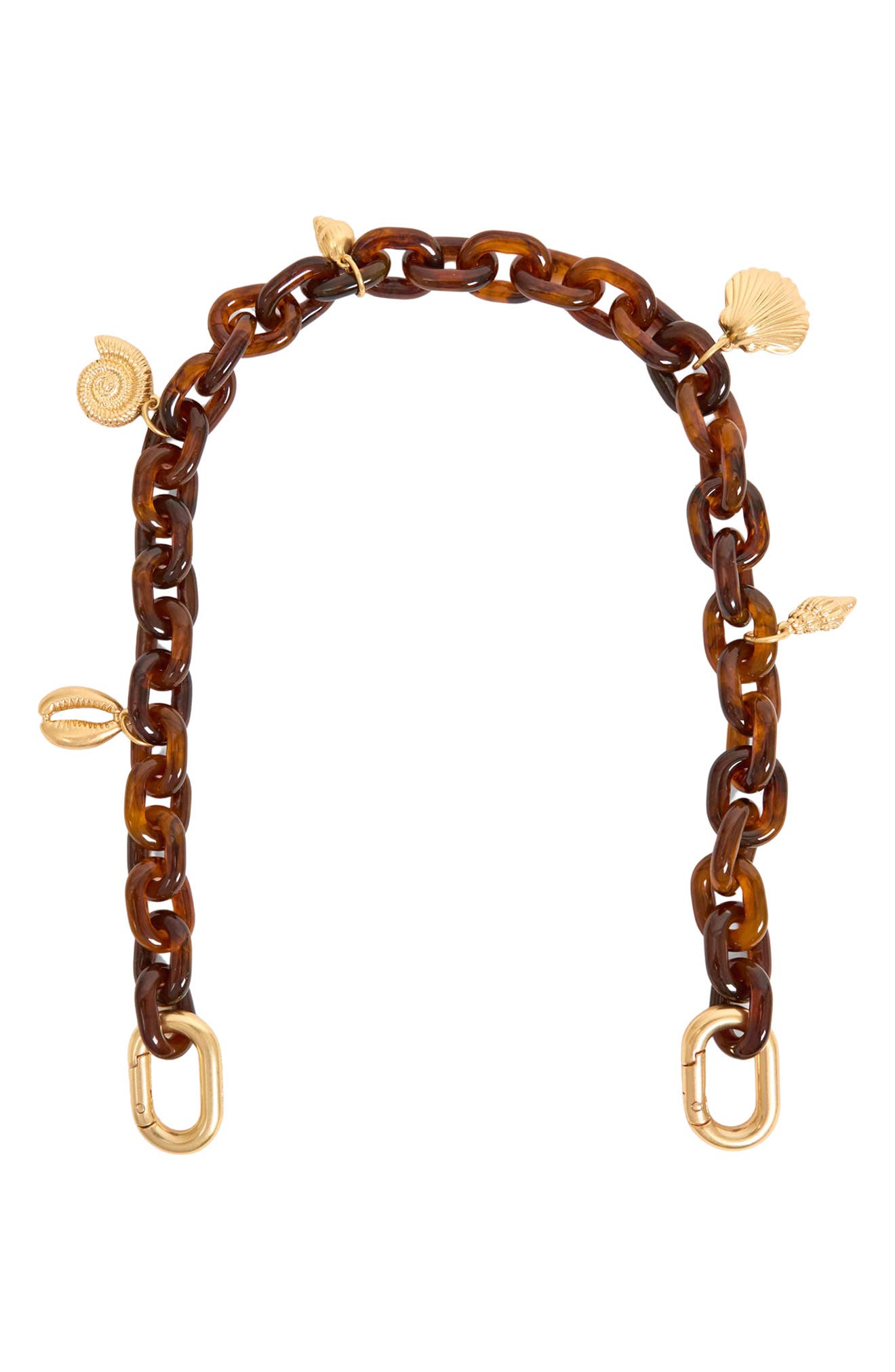 Shortie Bag Strap with Sea Charms, Main, color, TORTOISE