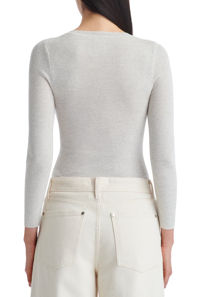Merino Wool Rib Crewneck Sweater, Alternate, color, WHITE HEATHER GREY