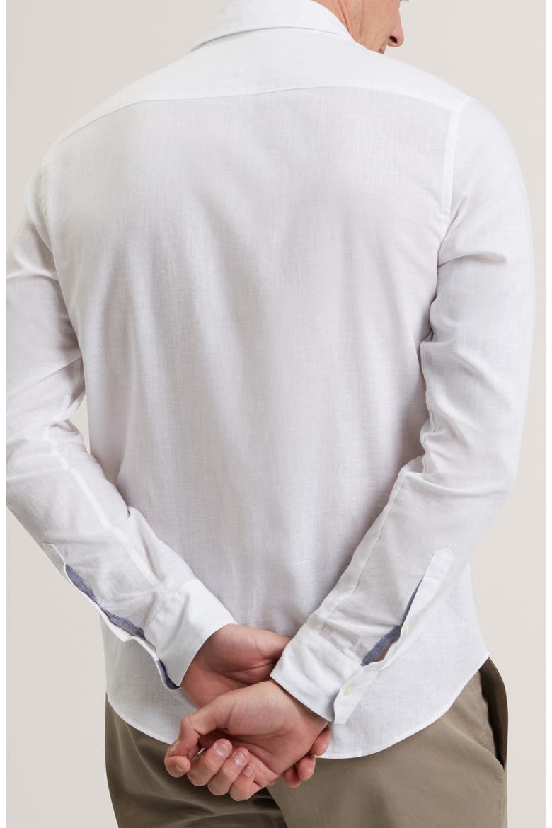 Prynn Regular Fit Linen & Cotton Button-Up Shirt, Alternate, color, WHITE