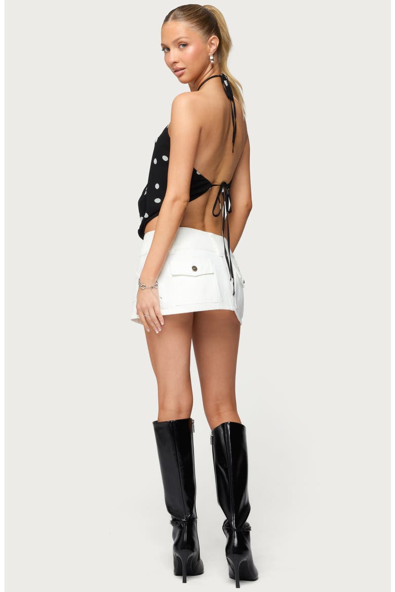 Cowl Neck Open Back Halter Top, Alternate, color, BLACK-AND-WHITE