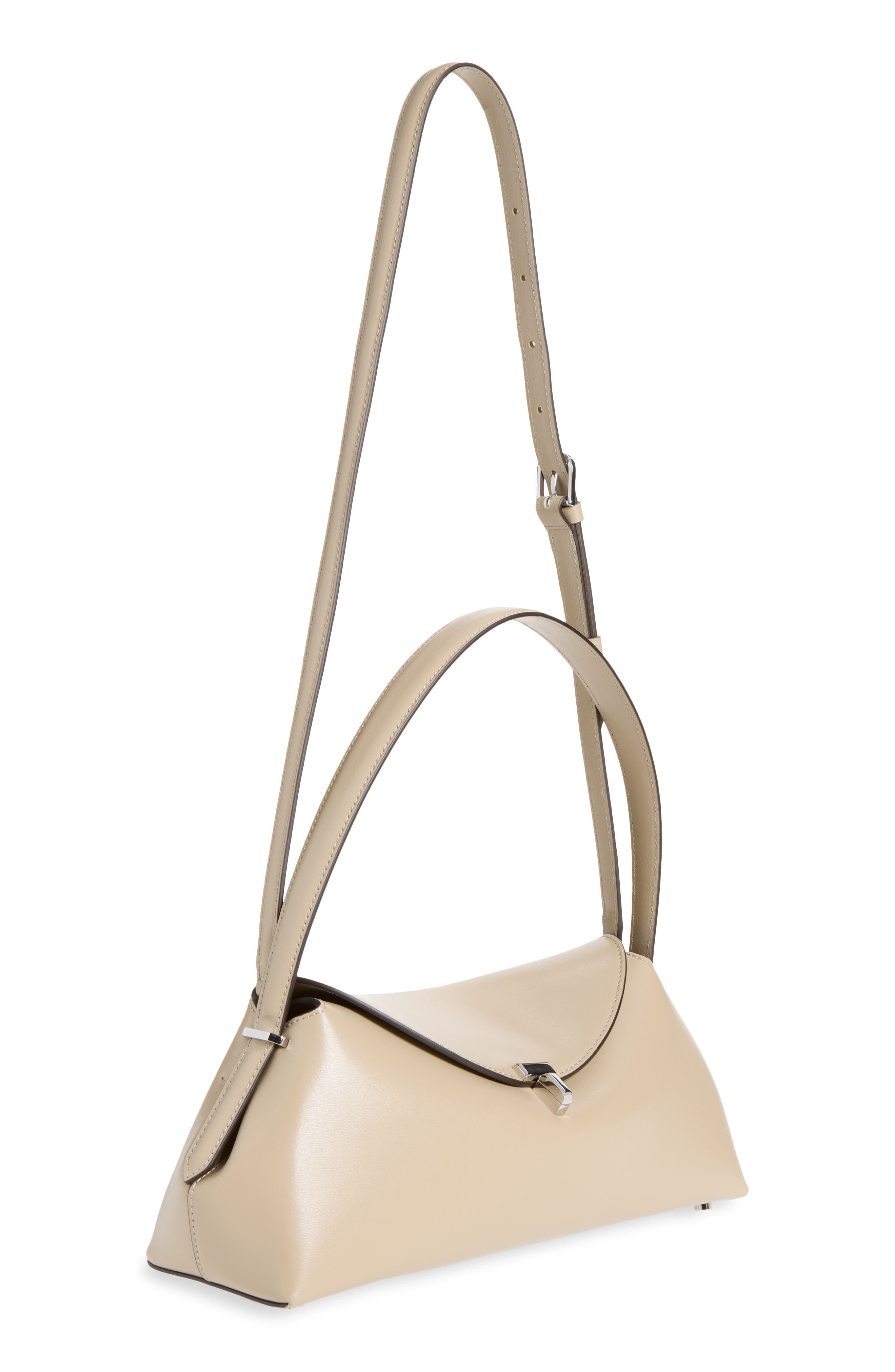 T-Lock Leather Shoulder Bag, Alternate, color, FAWN